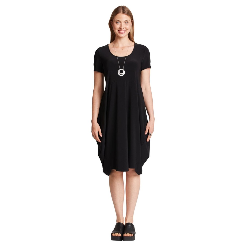 Compli-K Women's Short Black Midi Dress Size XL Scoop Neck Short Sleeve NWT